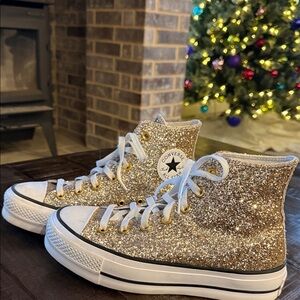 Converse Women's Sparkling Gold High-Tops